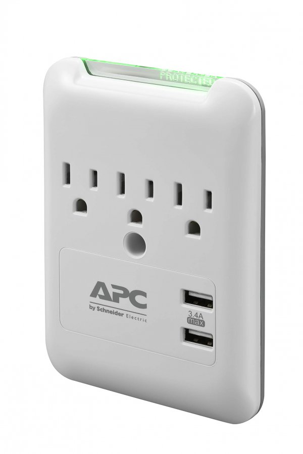 APC PE3WU3 Essential SurgeArrest® 3-Outlet Wall Tap with 2 USB Charging Ports
