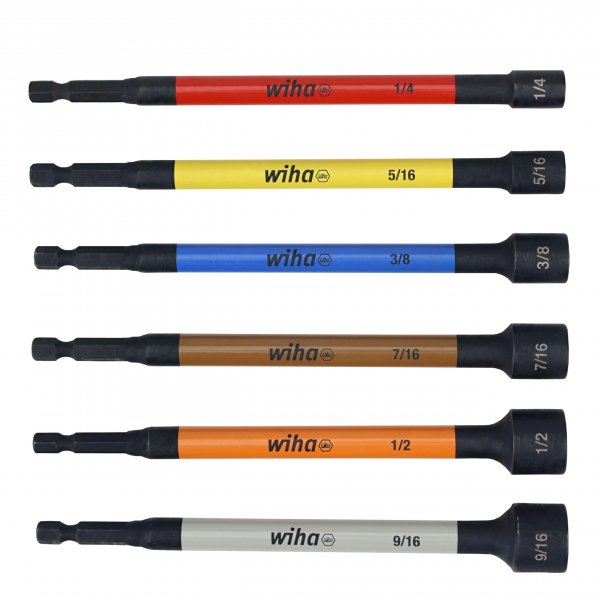 Wiha 70486 SAE Color Coded Magnetic Nut Setter Set – 6 Piece Set