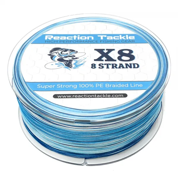 Reaction Tackle Braided Fishing Line X8 Blue Camo 30Lb 300Yd
