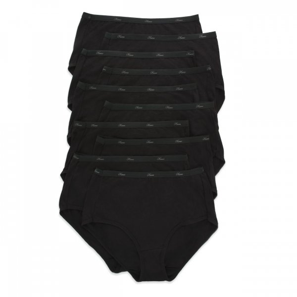 Hanes womens Cotton Brief Underwear, 10 Pack - Brief Black, 6 US