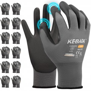 Kebada W1 Safety Work Gloves for Men & Women, Touchscreen, PU Coated