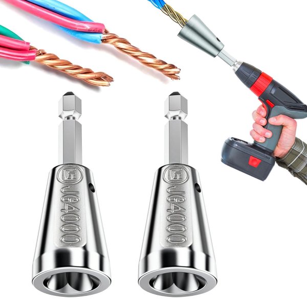 Wire Twister Tool for Drill, 2026 Upgrades Wire Nut Twister for Drill Profession Electricians Tool, 6MM Hex Shank Cable Wire Twisting Tool Wire Twister Wire Connector for 9-22 AWG (2pcs)