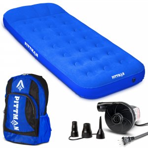 Pittman PPIBLUKIDMAT Kid's Twin Air Mattress Blue w/ Battery Powered Air Pump