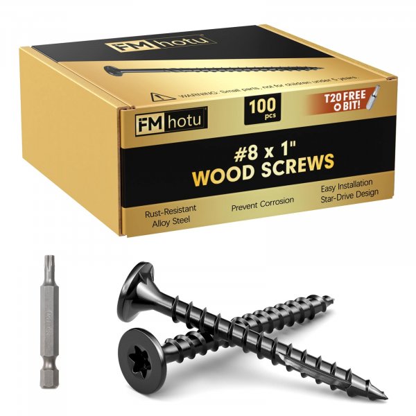 #8 x 1” Deck Screws, 100Pcs Star Drive Wood Screws