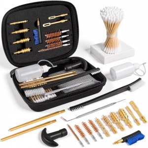 GLORYFIRE Gun Cleaning Kit Fits .22 .357/9mm .38 .40 .45 Cal Handguns & Pistols Compact Carrying Case Multiple Styles with Brass or Plastic Jags & Tips for Shooting and Range (Pro Charcoal)