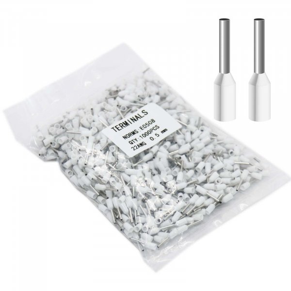 Fidioto AWG22 Wire Ferrules Terminals, 1000pcs AWG22 Terminal Connector Wire Insulated Cord Pin Ends Terminals for Electric, Industrial, Chemical Industry, Power Control System, etc.