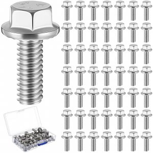 Zonon 50pcs 5/16-18 x 3/4 Inch 304 Stainless Steel Flanged Bolts, Silvery