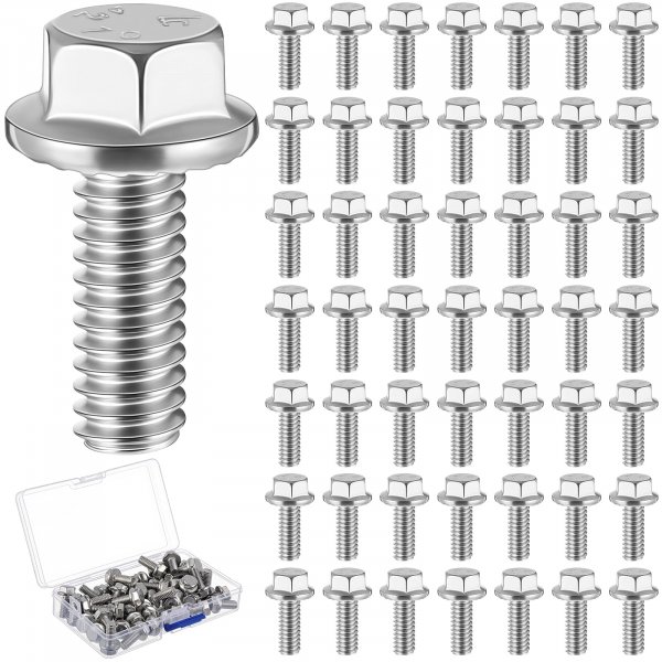 Zonon 50pcs 5/16-18 x 3/4 Inch 304 Stainless Steel Flanged Bolts, Silvery