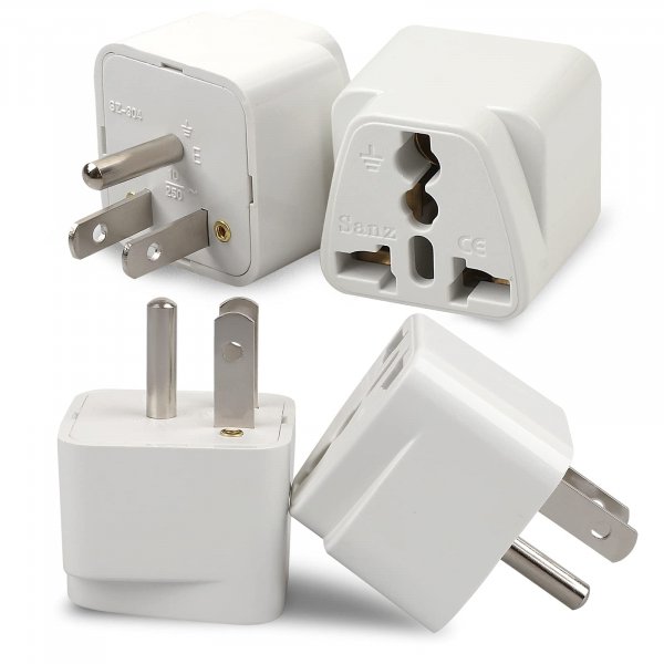 4 Pack Universal Adapter, Europe to US Plug Travel Adapters (White)