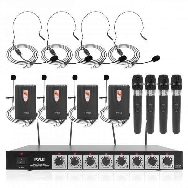 Pyle Pro PDWM8700 8 Mic Handheld VHF Wireless Mic System