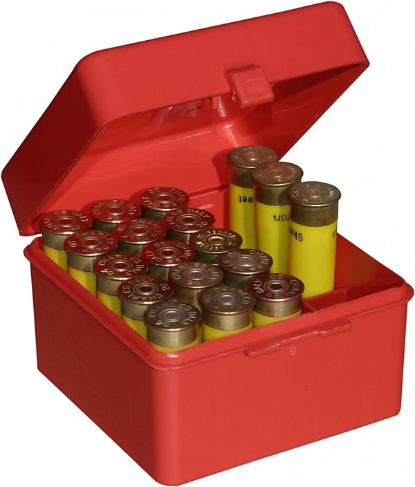 MTM S-25-20-30 25 Round 20 Gauge Shotshell Box, Flip Top Lid, USA Made, Red