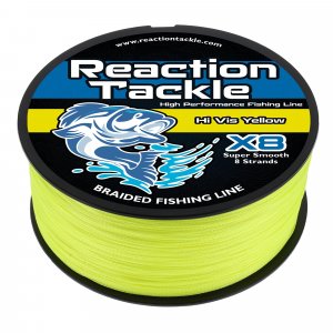 Reaction Tackle Braided Fishing Line - Pro Grade Power Performance for Saltwater or Freshwater Fish - Colored Fishing Line Braid for Extra Visibility - X8 Hi Vis Yellow 10 Lb (300 Yards)