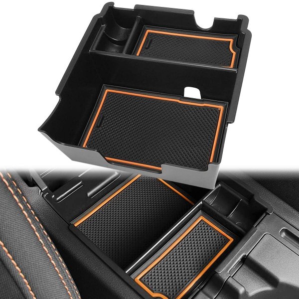 auovo Center Console Organizer for Subaru Crosstrek and Impreza 2018 2019 2020 2021 2022 2023 Interior Accessories Secondary Armrest Storage Tray (Orange Trim)