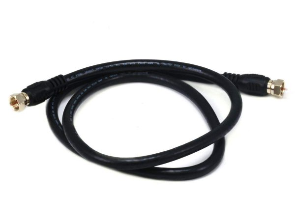 Monoprice RG6 Quad Shield CL2 Coaxial Cable with F Type Connector - 3 Feet, Black