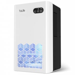 ToLife Dehumidifier for Home, 1000 sq.ft Dehumidifiers for Bedroom Bathroom Basement with 95 OZ Water Tank, Auto Shut Off 7 Colors LED Light, White Black