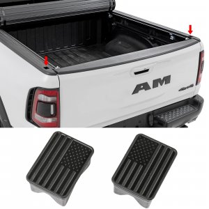Bed Rail Stake Pocket Covers for Dodge Ram 1500 2019 2020 2021 2022 2023 2024 2025 2026 Truck Accessories Caps Rear Holes Plugs Covers Black 2Pcs