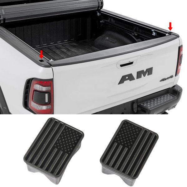 Bed Rail Stake Pocket Covers for Dodge Ram 1500 2019 2020 2021 2022 2023 2024 2025 2026 Truck Accessories Caps Rear Holes Plugs Covers Black 2Pcs