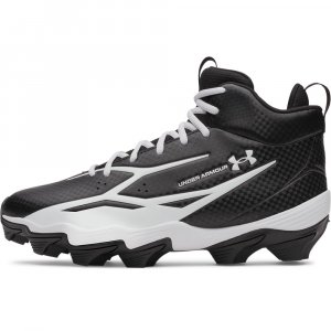 Under Armour Men's Spotlight Hammer Football Cleats, (001) Black/White/White, 10.5, US