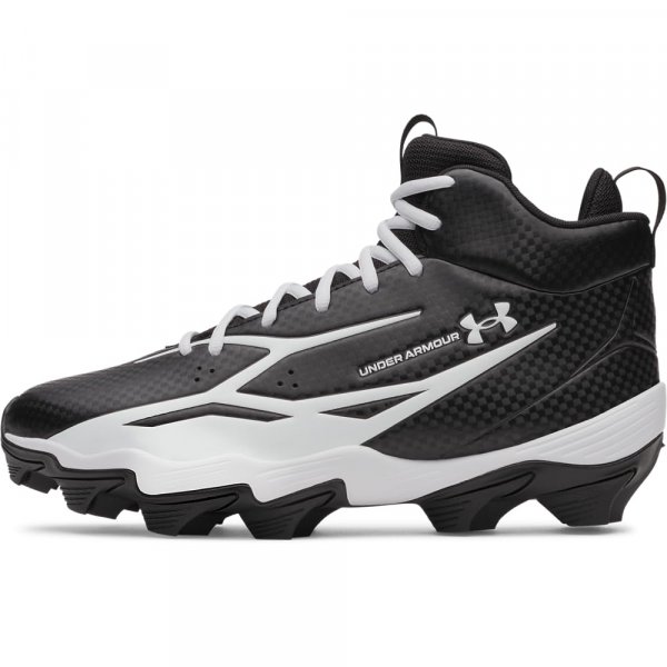 Under Armour Men's Spotlight Hammer Football Cleats, (001) Black/White/White, 10.5, US