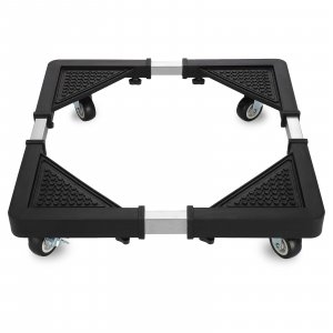 HQO LOVL Mini Fridge Stand with 4 Locking Wheels 17.7"-25.6" Adjustable Dolly Washing Machine Stand Base，for Furniture Portable Refrigerator Dryer Stand（Black）
