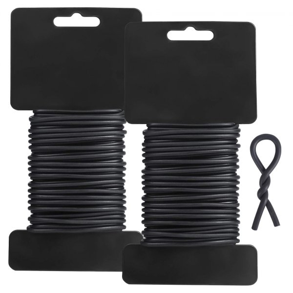 Tenn Well Garden Ties, 52 Feet 3.5mm Soft Garden Wire, Plant Twist Ties for Climbing Plants, Tomatoes, Climbing Roses, Trellises (2PCS X 26 Feet, Black)