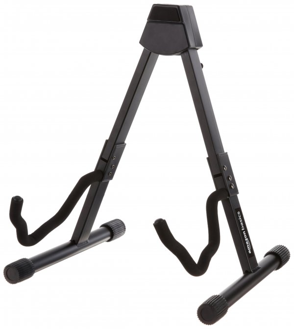 Amazon Basics Portable Adjustable Folding Guitar Stand for Electric and Acoustic Guitars, A-shape, Fully Assembled with Padded Foam, Black, 8.66 x 15.16 x 3.74 inches