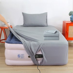 Bedecor Air Mattress Sheet Set with Inflate Opening, Twin, Gray
