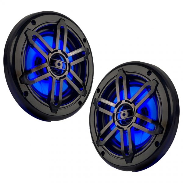 Power Acoustik MFL65WB Marine 6.5 2-Way Speaker w/Blue LED, White & Black Grills