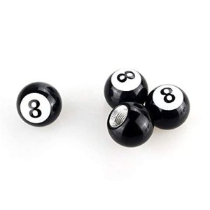 Topxome 4pcs/Set Car Wheel Tire Valve Caps Car Moto Bicycle Tyre Air Caps Black 8 Ball Leakproof Air Tire Valve Stem Caps