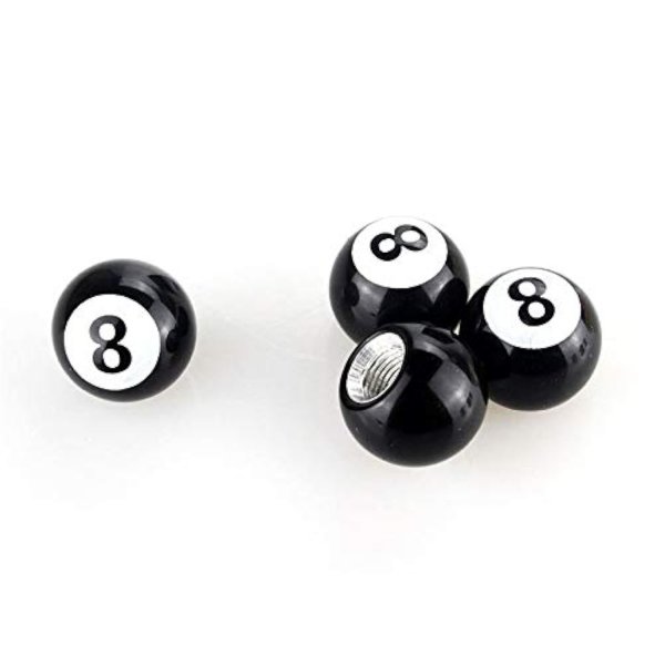 Topxome 4pcs/Set Car Wheel Tire Valve Caps Car Moto Bicycle Tyre Air Caps Black 8 Ball Leakproof Air Tire Valve Stem Caps