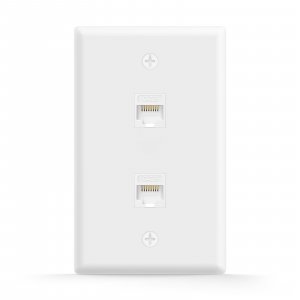 VCE UL Listed Ethernet Wall Plate 2-Port, RJ45 Wall Plate and Jack, 1000 Mbps CAT6 Keystone Inline Coupler with Keystone Ethernet Outlet, White 1-Pack