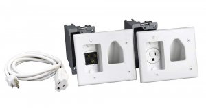 Datacomm Electronics 45-0023-WH Recessed Pro-Power Kit with Straight Blade Inlet