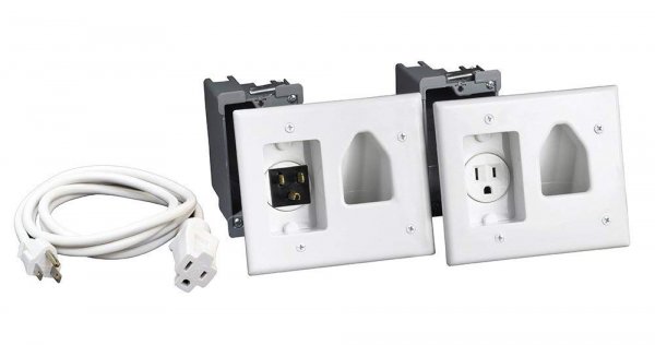 Datacomm Electronics 45-0023-WH Recessed Pro-Power Kit with Straight Blade Inlet