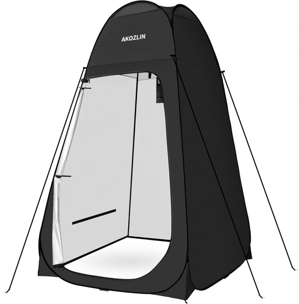 AKOZLIN Portable Pop Up Shower Tent Instant Privacy Dressing Changing Outdoor Shower Room Camp Toilet Tent 74.8" High, Black