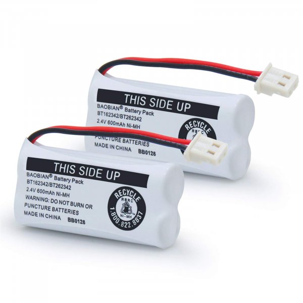 BAOBIAN BT162342 BT262342 Battery Compatible with for BT183342 BT283342 BT166342 BT266342 VTech CS6114 CS6419 CS6719 at&T EL52300 CL80111 Cordless Phone (Pack of 2)