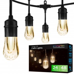 Enbrighten Cafe Vintage 35631 Vintage LED Café Lights (48ft; 24 Acrylic Bulbs)