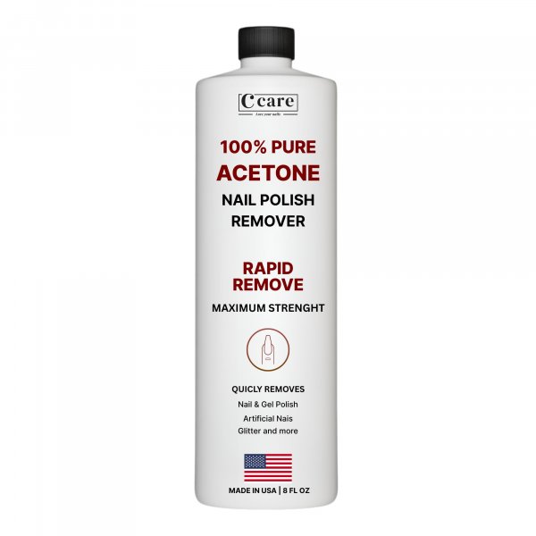 100% Pure Acetone Nail Polish Remover | Professional Quality | Easy To Use | Rapidly Removes Natural, Gel, Acrylic, shellac, and Glitter Nails | 8 Fl oz