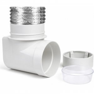 Dryer Vent Connector Kit - 90 Degree Dryer Vent Hose Connector for Tight Spaces, Space Saving Dryer Vent Elbow - DIY Toolless Design with Airtight Seal - STV-90 by Ziggurat Products