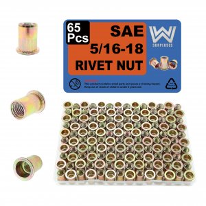 65Pcs 5/16-18 Rivet Nut, SAE Rivnut Nutserts, Threaded Inserts for Metal