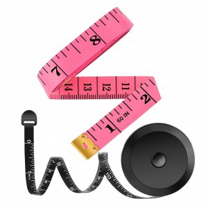 iBayam 2 Pack Tape Measure Measuring Tape for Body Fabric Sewing Tailor, 60-Inch Soft Pink & Retractable Black Double Scales Rulers, Vinyl Measuring Tape for Home Craft Body Weight Loss Cloth Knitting