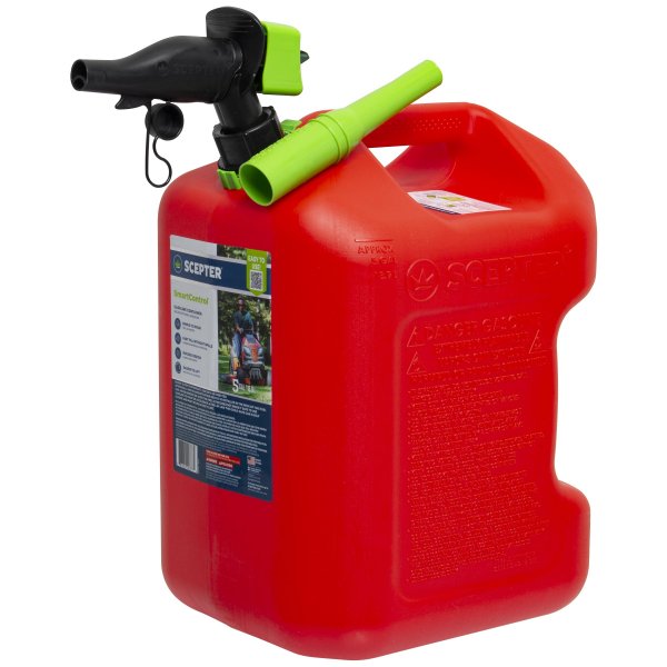 Scepter 5 Gal Gas Can, Spill Proof SmartControl Spout, Spout Extender, Red