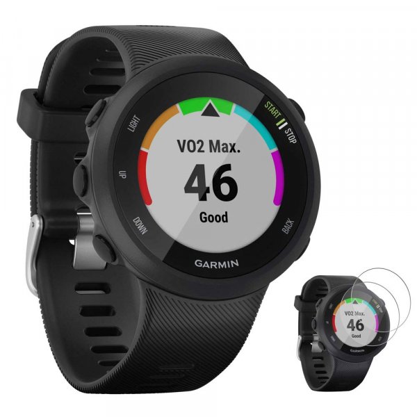 Garmin 010-N2156-05 Forerunner 45 GPS Heart Rate Monitor Running Smartwatch (Black) - (Renewed) with Tempered Glass Screen Protector
