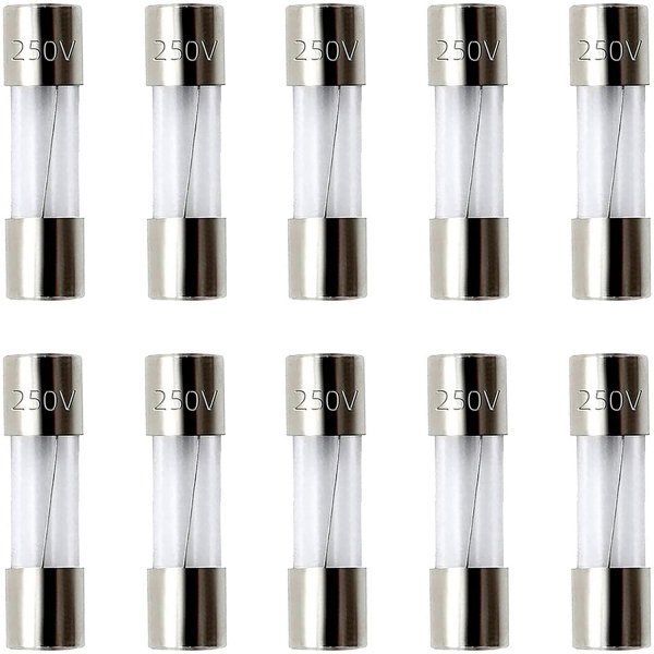 SIXQJZML 10 Pack F10AL Fast-Blow Fuse 10A 250V Glass Fuses 0.2 x 0.78 inch / 5 x 20 mm (10amp) (F10A)