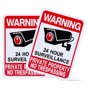 No Trespassing Signs Private Property 2-Pack, 10x7in, Upgraded Enlarged Cam
