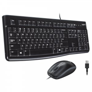 Logitech MK120 Wired Keyboard and Mouse Combo for Windows, Optical Wired Mouse, Full-Size Keyboard, USB Plug-and-Play, Compatible with PC, Laptop - Black