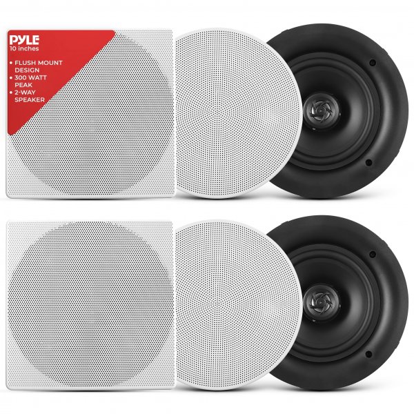 Pyle PDIC106 10" In-Wall / In-Ceiling Stereo Speakers 250 Watt 2-Way Flush Mount