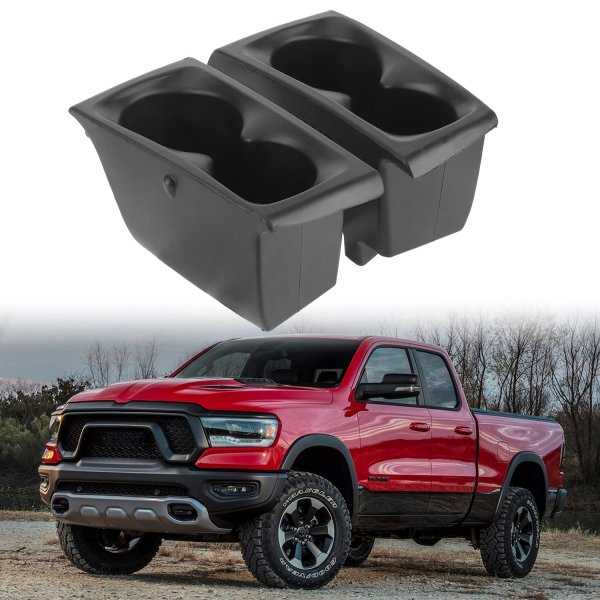 LINOAH Cup Holders Insert Compatible with 2019-2026 Ram 1500 Cup Holder, Replace #5YK46TX7AC 5YK47TX7AC, Door Cup Holders for Right and Left Pocket, Pack of 2