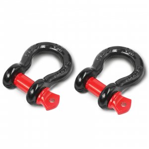 Jamiikury 1/2" D Ring Shackle with 5/8" Screw Pin, 2T Working Load Limit (WLL) / 12T (26,455 lb) Minimum Breaking Strength (MBS) for Tow Strap Winch, Off-Road Vehicle Recovery (Black/Red, 2 Pack)