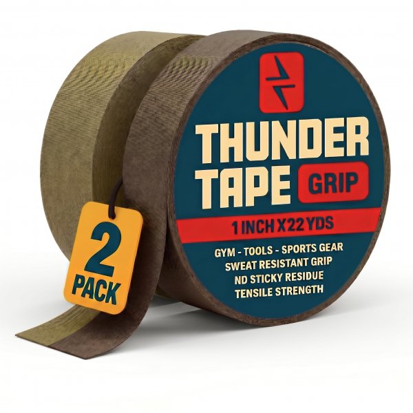 Thunder Tape Tactical Grip Tape – 2 Roll Camo Pack (Green & Brown) – Gun Grip Tape for Rifle, Firearm, Knife Handle, Magazine, Tool, Bow, Camping Gear – 1” x 66 Ft – Non-Reflective, Weather-Resistant