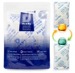 Dry & Dry 100 Gram [7 Packets] Orange Indicating Silica Gel Packets Desiccants Silica Packets - Rechargeable Moisture Absorbers for Food Storage, Electronics, 3D Filament & Safes